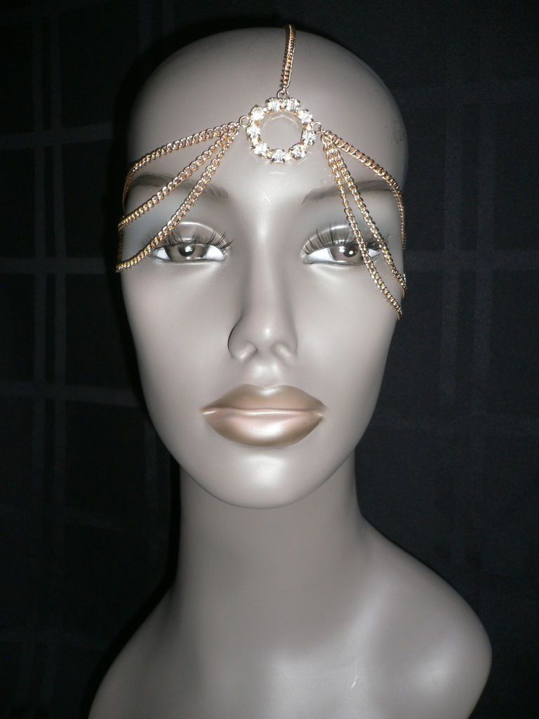 NEW WOMEN GOLD HEAD METAL CHAIN JEWELRY GRECIAN HAIR ACCESSORIES