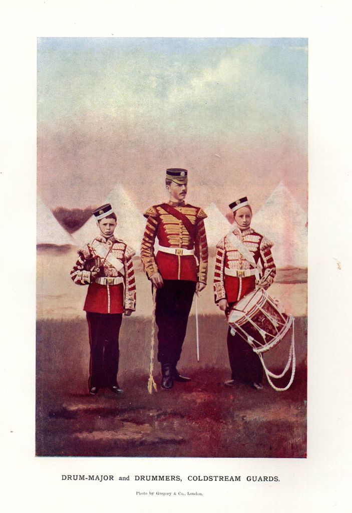 1900 PRINT ~ BOER WAR ~ DRUM MAJOR & DRUMMERS COLDSTREAM GUARDS