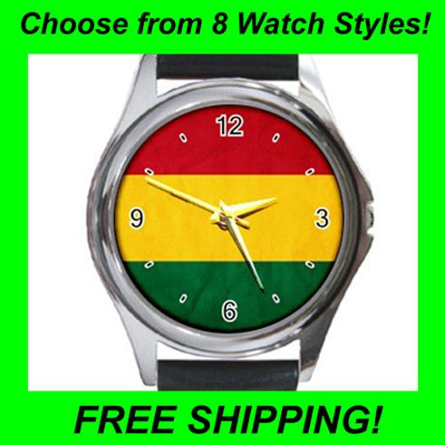 Bolivia Grunge Flag   Leather & Metal Watches  CC1142