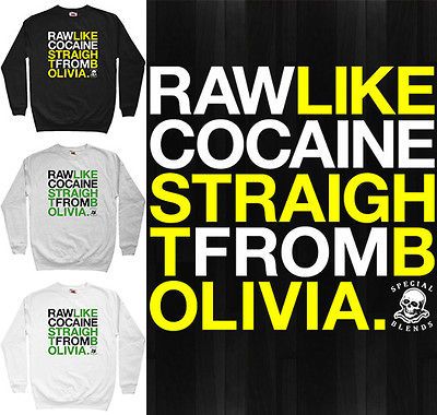 COCAINE SWEATSHIRT   Music Drugs Bolivia Wu Tang Hip Hop   NEW S 3XL