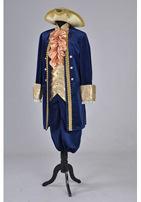 Deluxe Venetian Masquerade Prince   Royal Blue Velvet /Gold Brocade