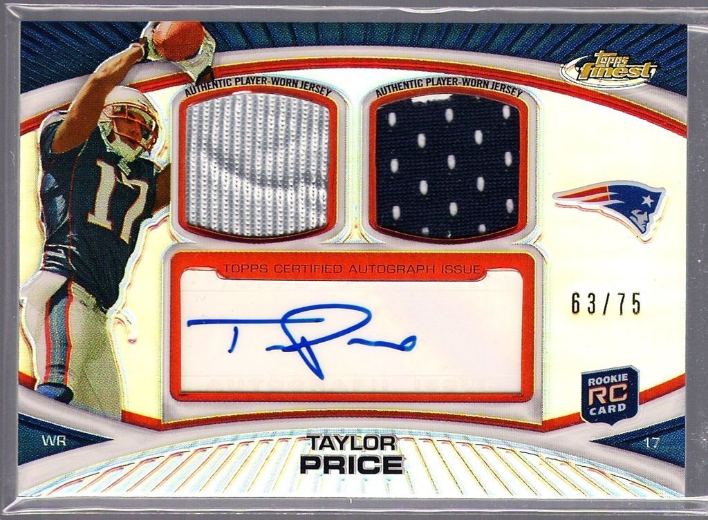 PATRIOTS OHIO 2010 FINEST JERSEY AUTO RC DUAL #63/75 REFRACTOR SP