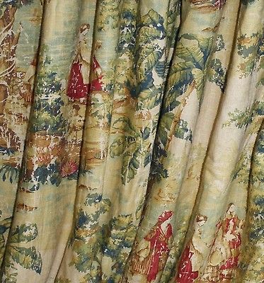 Custom Rod Pocket Gathered Drape Panel PAIR Covington Bosporus Toile