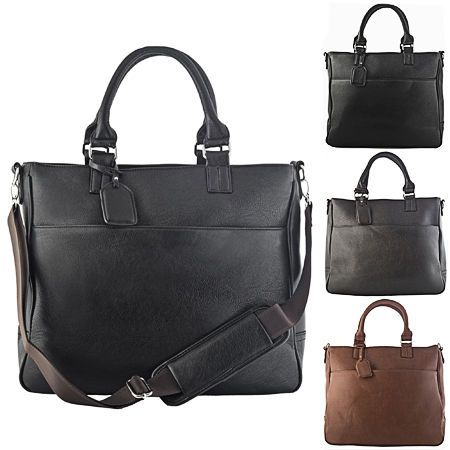 Mens Leather Messenger Shoulder Bag Black Brown Briefcase Tote Satchel