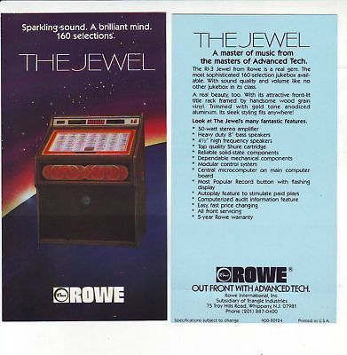 ROWE THE JEWEL JUKEBOX MINI FLYER BROCHURE NOS 1980