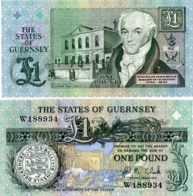 GUERNSEY 1 POUND P 52c UNC NOTE D.De Lisle Brock 2009