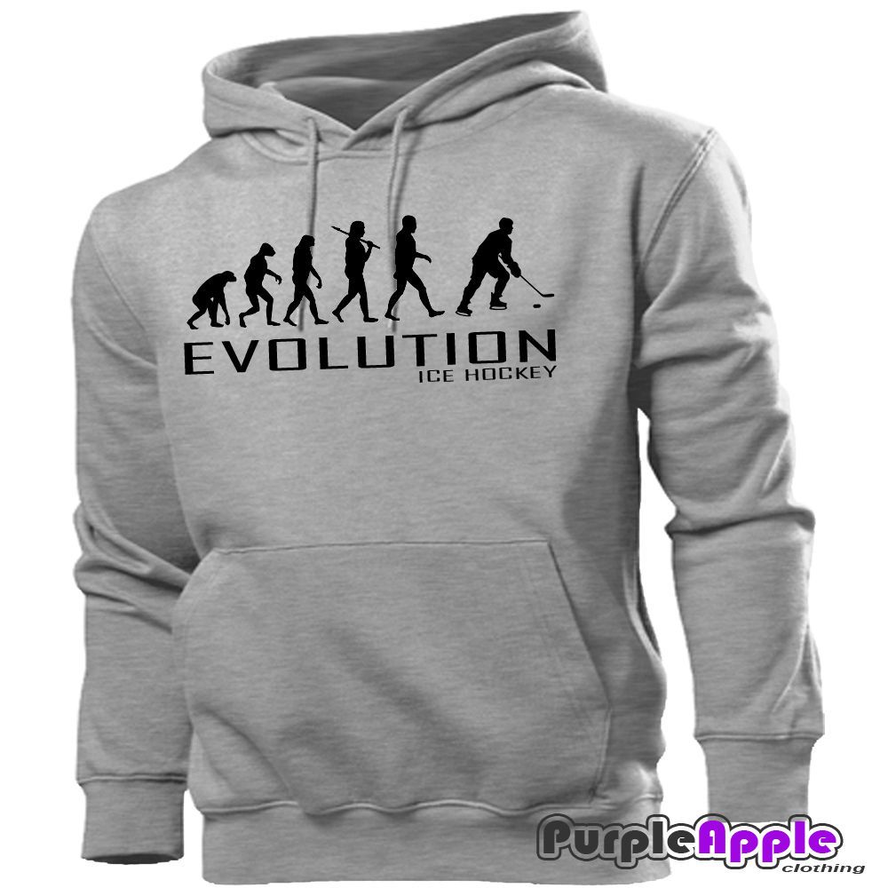 ICE HOCKEY APE TO EVOLUTION HOODIE HOODY MENS WOMENS BOYS GIRLS NEW