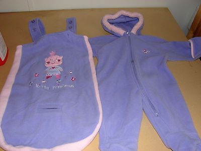 Infant girl Bunting with overall carrier, Lavender pink KITTY PRINCESS