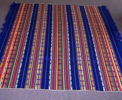 LARGE NEW BLUE SOUTH AMERICA TABLE CLOTH THROW FROM OTAVALO ECUADOR