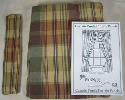 Country Burgundy Brown Sage Tan Saffron Curtain Panels 72x63