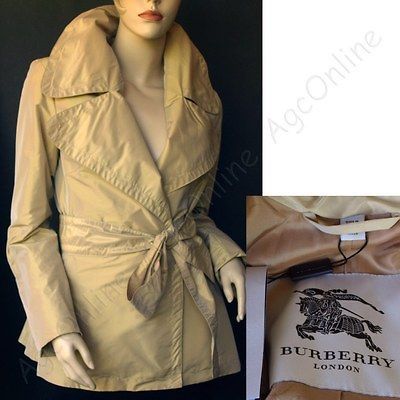 BURBERRY LONDON New Womens Jacket w belt sz 44   10 Trench Logo Lining