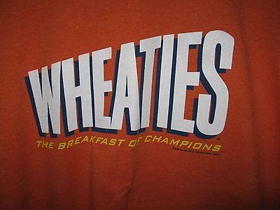 WHEATIES CEREAL THE BREAKFAST OF CHAMPIONS RETRO ORANGE T Shirt Mens