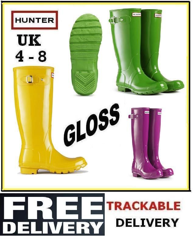 NEW ORIGINAL TALL HUNTER GLOSS WELLIES WELLY BOOTS 4 8