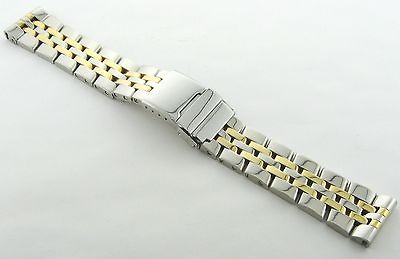 WATCH BAND FIT BREITLING CROSSWIND 22MM 5 LINK GOLD/STEEL