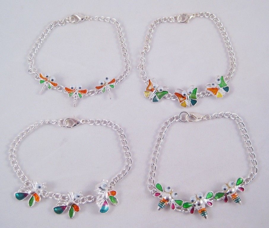 New Assorted Butterfly Dragonfly & Other Silvertone Bracelets #B1142