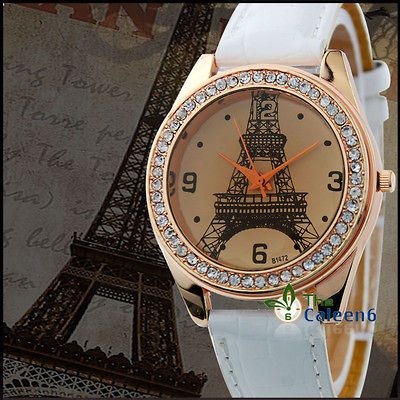 NEW Fashion Vintage Crystal Eiffel Tower Pattern Women Watch Quartz