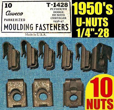 10 NOS AUVECO OLD U NUTS 1950s 50s FENDER, MOLDING TRIM NUT 1/4 28