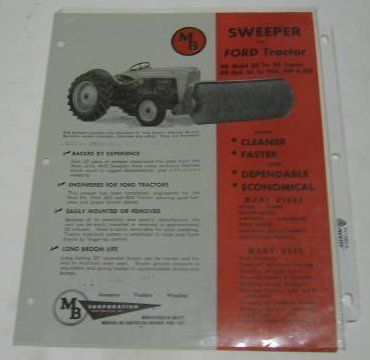 MB ca. 1953   1960 Sweeper for Ford Tractor Sales Sheet