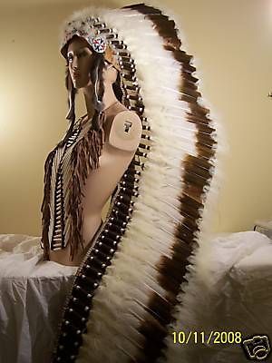 Deluxe Native Feather Headdress w/Full Trailer