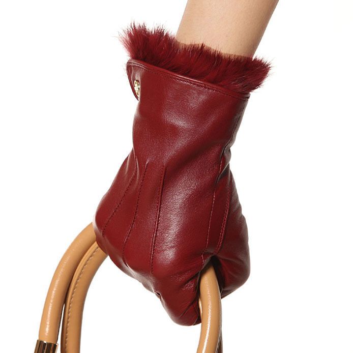 burgundy leather gloves