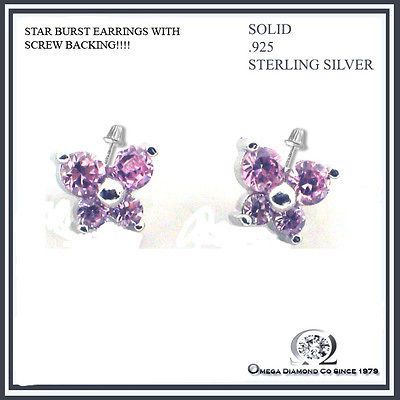 32 BEST SELLER SCREW BACK PINK BUTTERFLY RUSSIAN CZ STONE EARRINGS