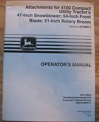 47 Snowblower 54 Blade 51 Broom Operators Manual on 4100 Tractor