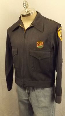 VTG 50s Olson transportation Co Bus Drivers Jacket Browns Uniforms w