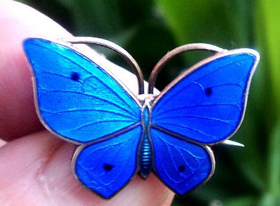 Norwegian Silver & Enamel Butterfly Brooch   Marius Hammer Norway