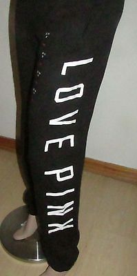 VICTORIAS SECRET Campus Sweat Pants Size XSmall NWT Color Black Love