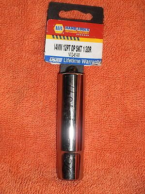 NAPA HAND TOOLS Metric 14MM 12Pt 1/2 Deep Socket USA NTD 614M