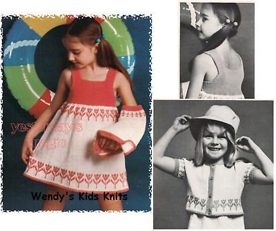 KNITTING PATTERN to make a Girls Sleeveless Dress & Bolero Cardigan