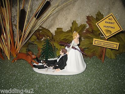 HUMOROUS WEDDING RABBIT HARE BEAGLE DOG HUNTING CAKE TOPPER PRIORITY
