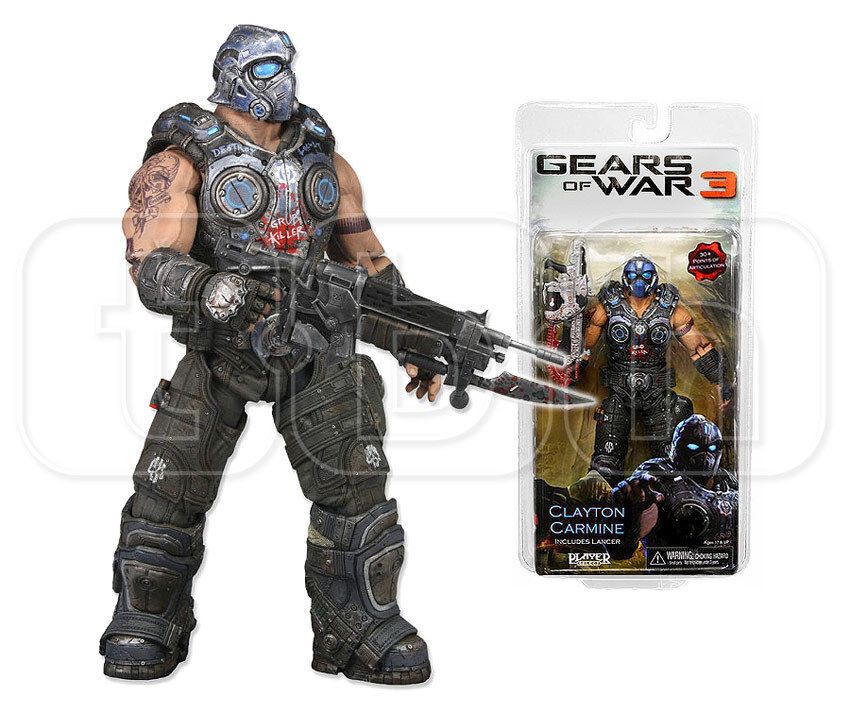 CLAYTON CARMINE figure GEARS OF WAR 3 neca SERIES 1 w/LANCER clay