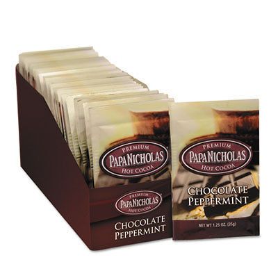 Papanicholas Coffee 79424 Premium Hot Cocoa, Chocolate Peppermint, 24