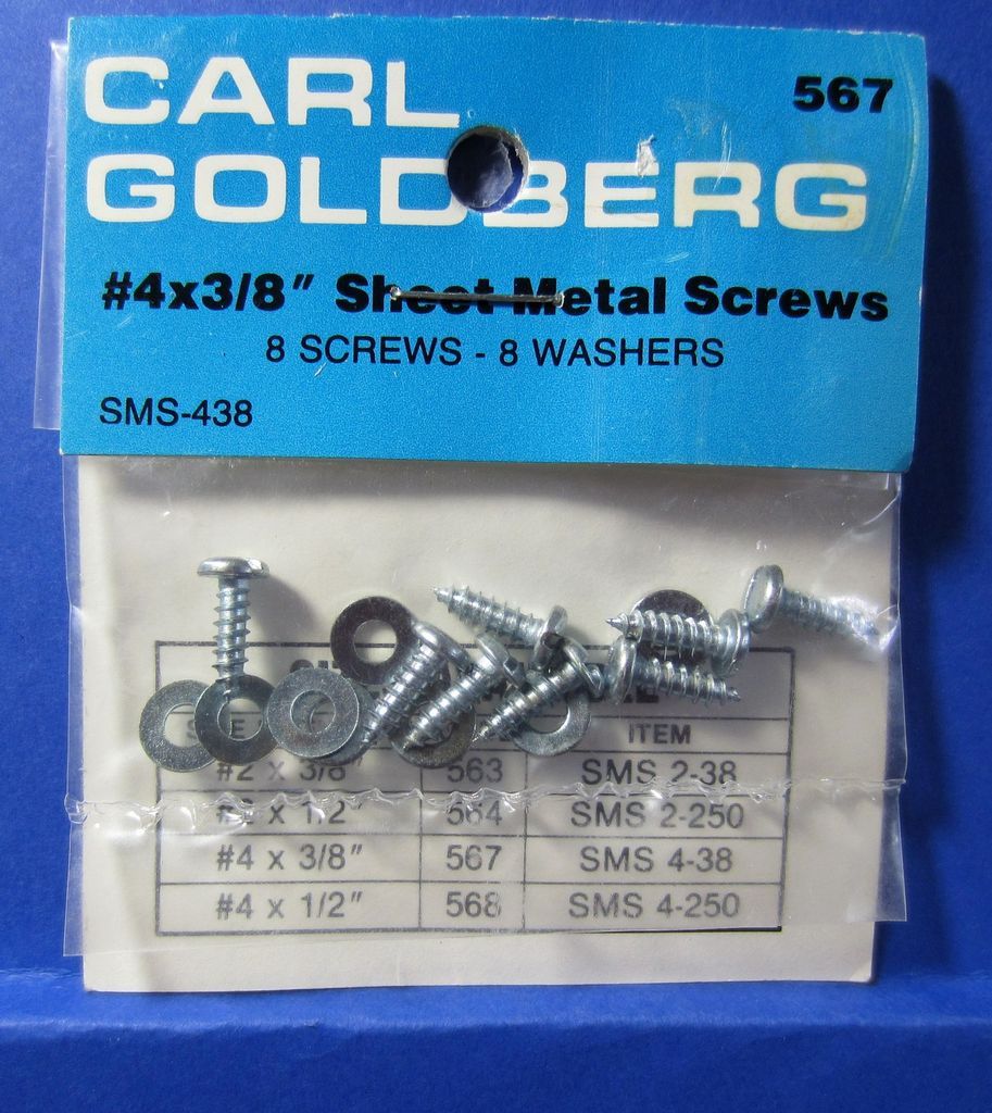 CARL GOLDBERG #4x3/8 Sheet Metal Screws (8) GBG567 567