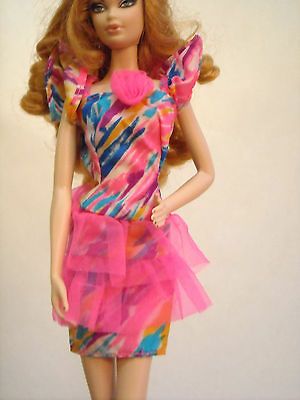 Fabulous Sunny Carmen Miranda Style Barbie Doll Dress With Pink