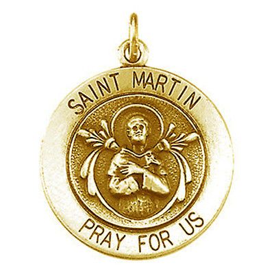 14K YELLOW GOLD ST. MARTIN RELIGIOUS MEDAL SAINT OF TOURS   15MM