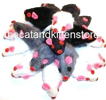 Furry Realistic Mice Rabbit Fur Cat Kitten Toys No Catnip Leather Tail