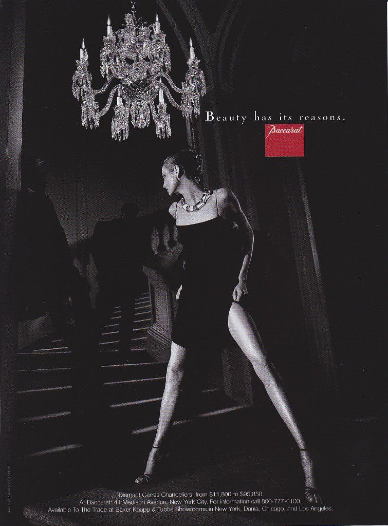 1998 DIAMANT CARRES CHANDELIERS Print Ad BACCARAT SEXY