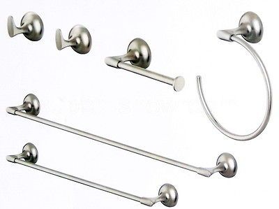 Bathroom Accessory Set Chrome Finish Towel Racks Bar Ring Robe Hook