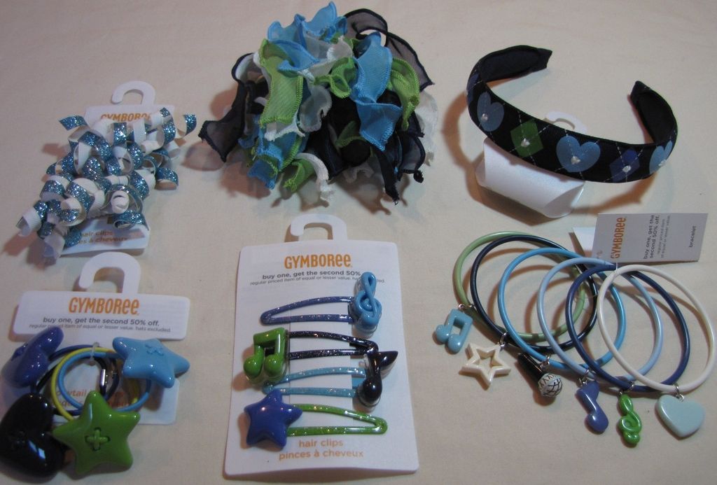 NWT GYMBOREE FULL OF GLEE HAIR JEWELRY Headband Pony Chiffon Snap