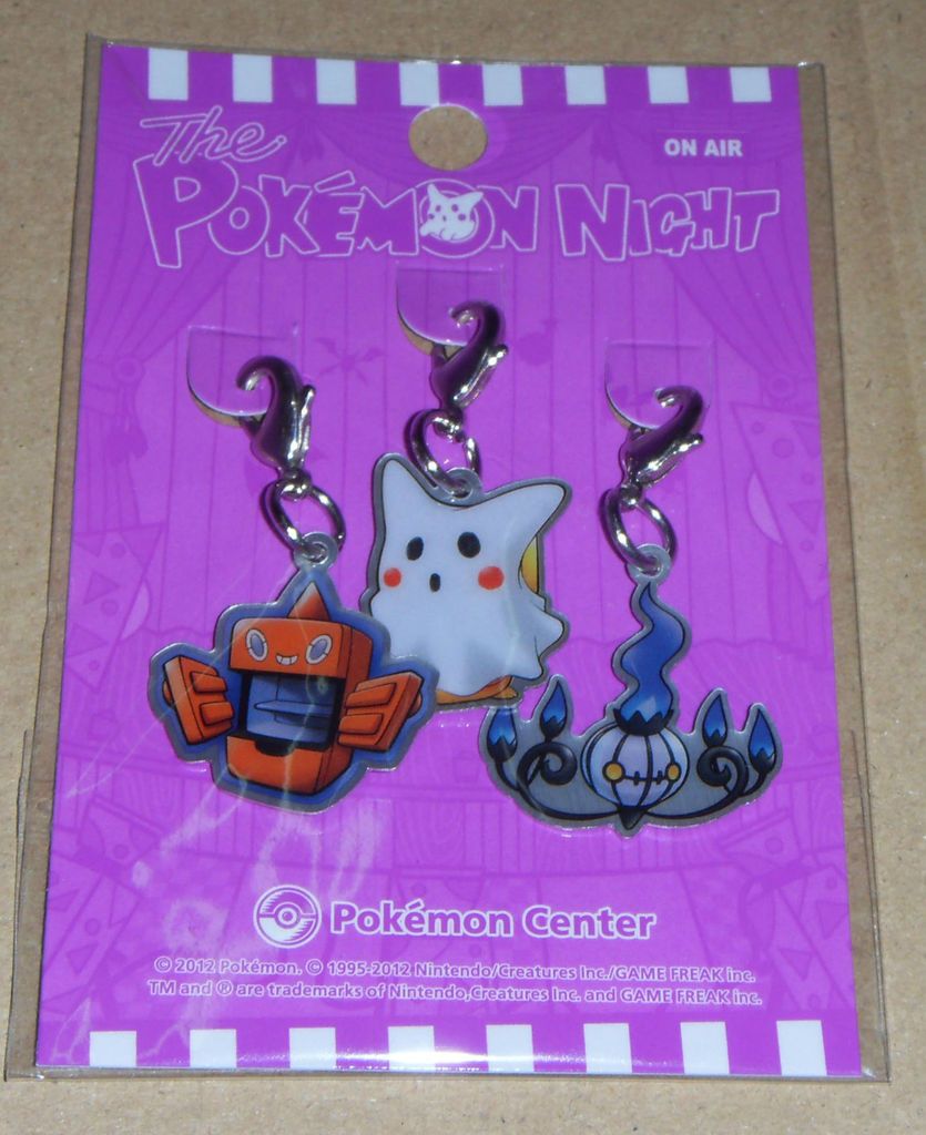 Pokemon Center Pokemon Night Metal Charm Pikachu Chandelure Rotom Set