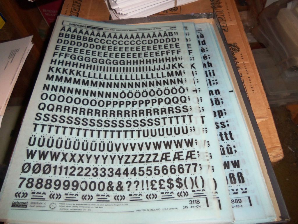 NOS Letraset Lettering 10 x 15 Sheet Various Fonts Sizes Use Drop