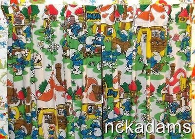 WOW Vintage Smurfs Window Curtain Set Lot Child Collector bedroom