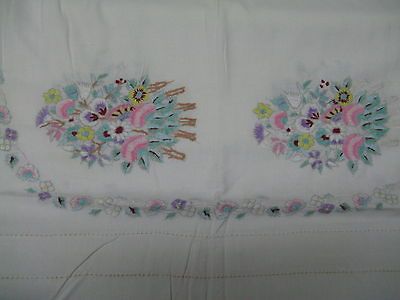 VINTAGE BEAUTIFUL RUSSIAN TABLECLOTH HAND MADE EMBROIDEREE 92 X 51