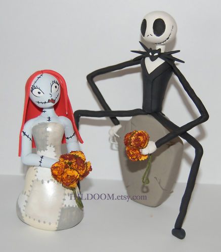 Jack and Sally Nightmare Christmas Wedding Cake Topper