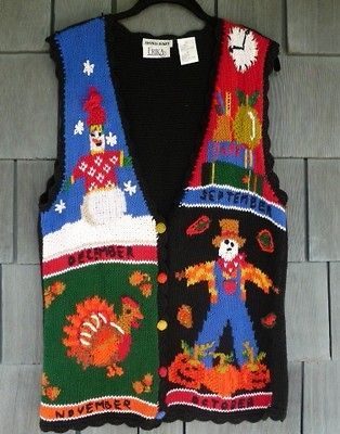 Erika Holiday Sweater Vest Halloween Thanksgiving Christmas Pumpkin