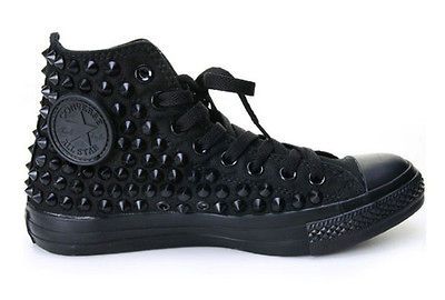 Original AllStar studded Chuck Taylor high top spike all black USW8.5