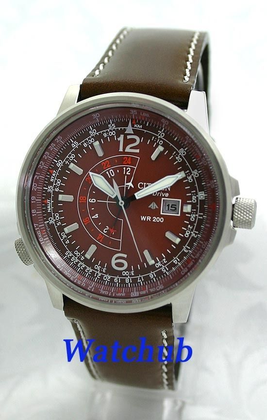 CITIZEN NIGHTHAWK 200m WR HAVANNA EcoDrive DUAL PILOT GMT WATCH