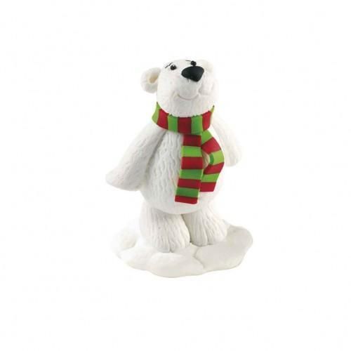 POLAR BEAR CHRISTMAS CAKE CLAYDOUGH TOPPER FIGURE